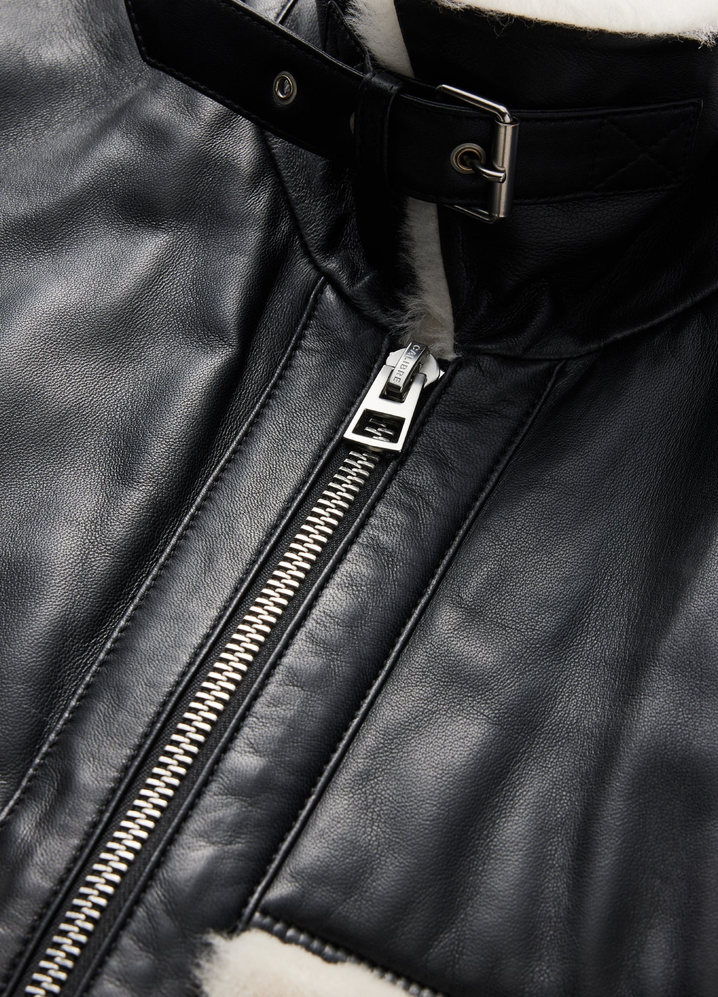 Quilted Shearling Biker Jacket Ivory