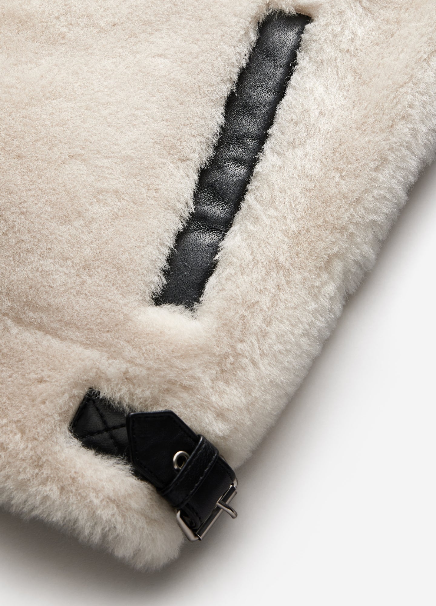 Quilted Shearling Biker Jacket Ivory