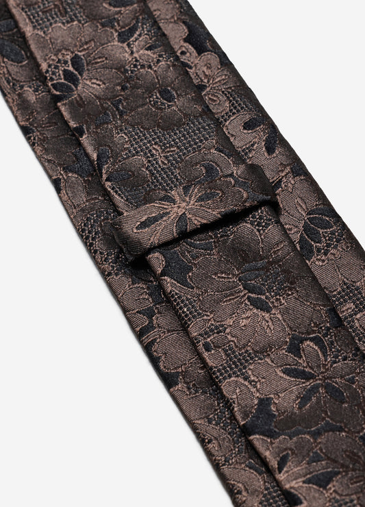 Botanique Jacquard Silk Tie Dark Chocolate
