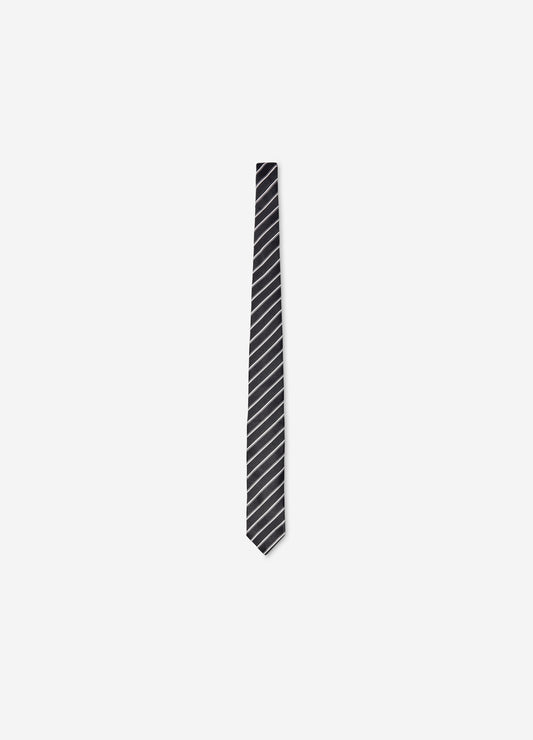 Double Stripe Jacquard Silk Tie Black Combo