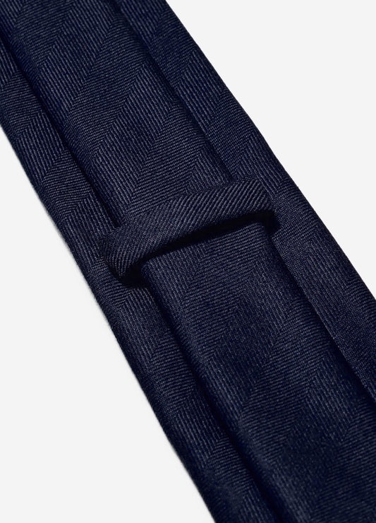 Textured Twill Wool Tie Navy