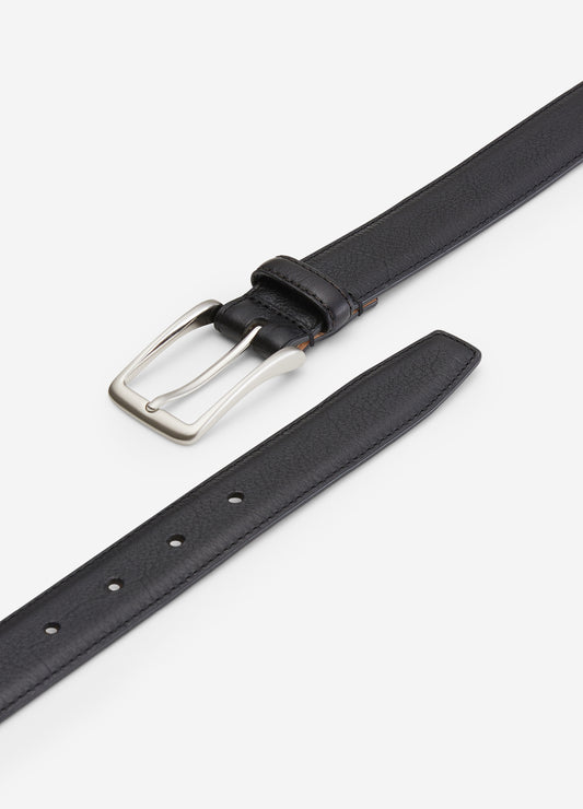 Stitched Leather Belt Black