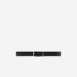 Croc Embossed Leather Belt Black
