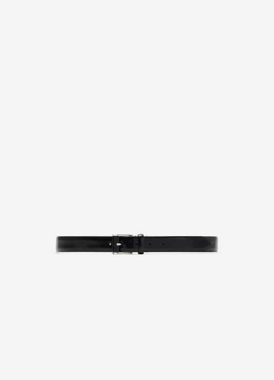 High Shine Leather Belt Black