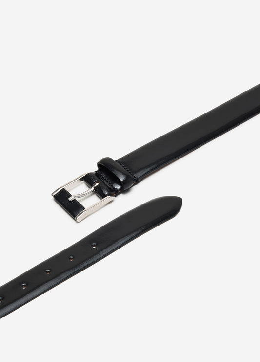 High Shine Leather Belt Black