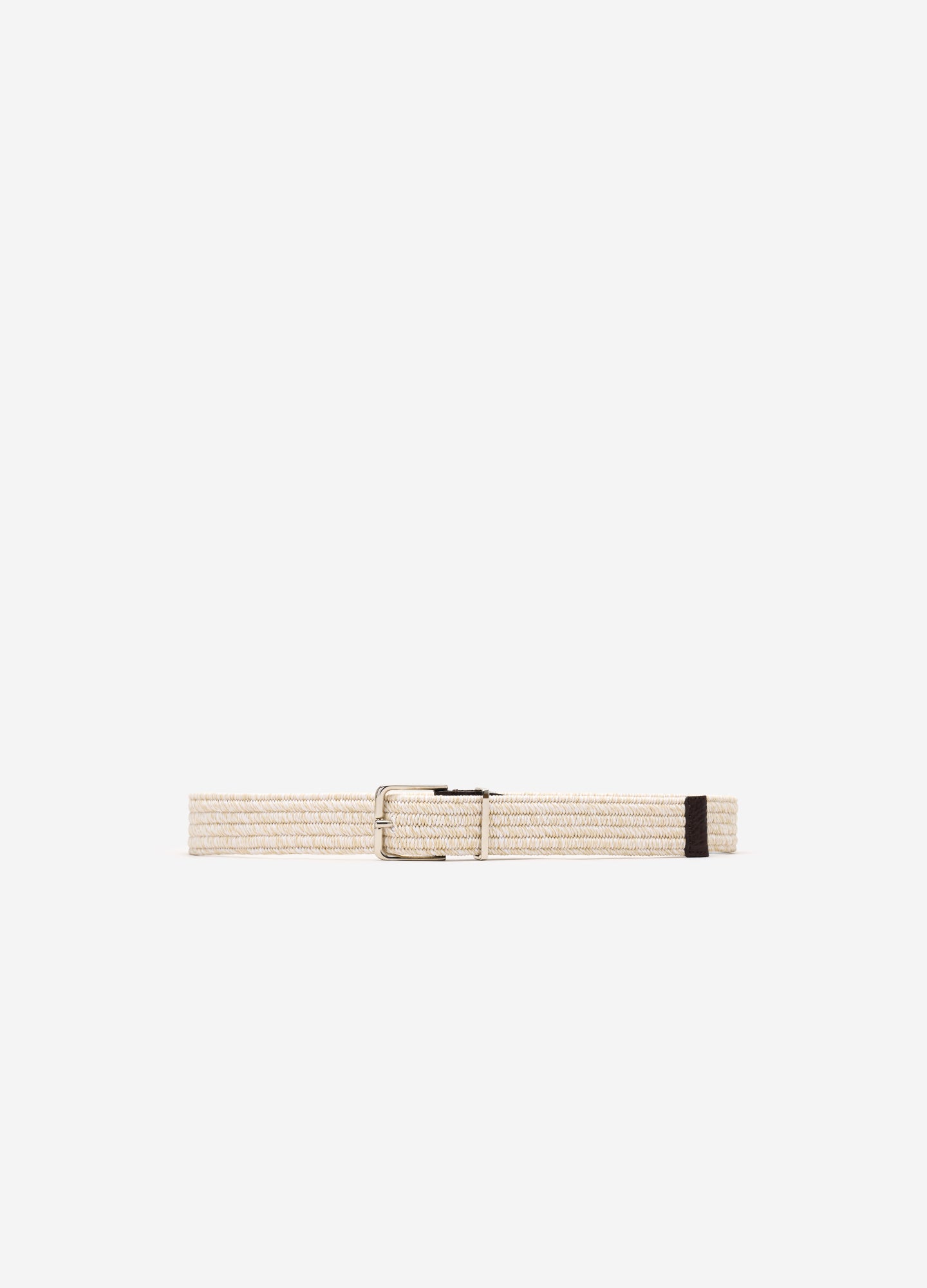 Leather Trim Elastic Belt Cream
