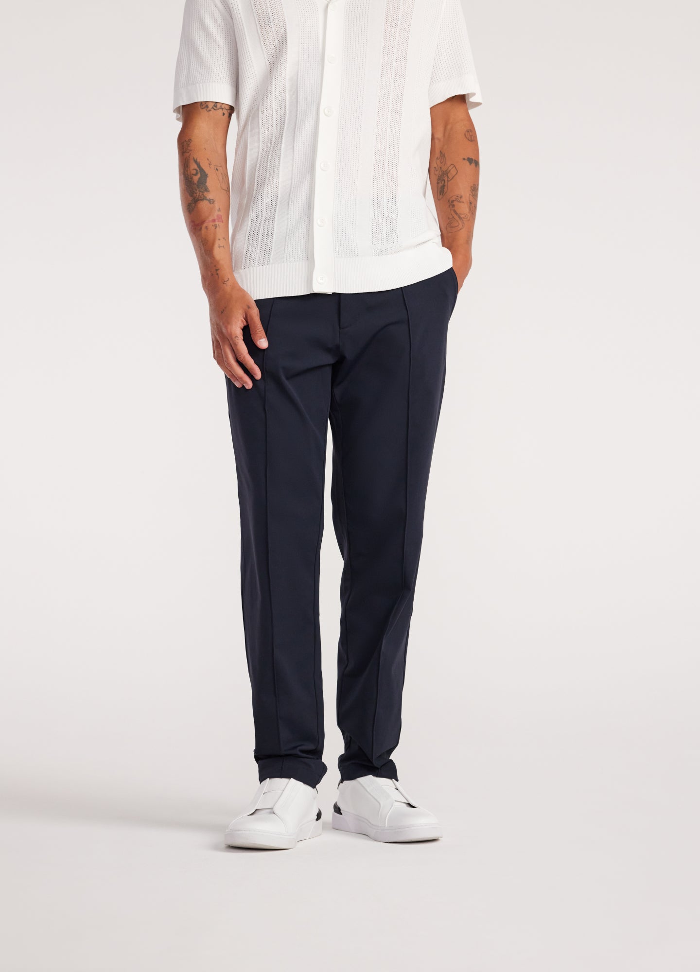 Pintucked Drawstring Pants Navy