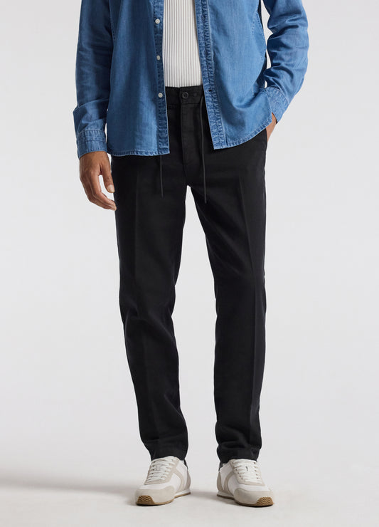 Dobby Denim Drawstring Pants Black