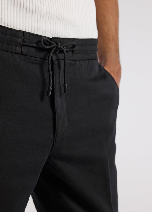 Dobby Denim Drawstring Pants Black