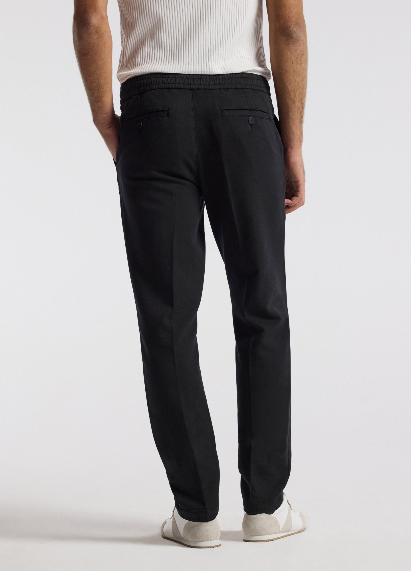 Dobby Denim Drawstring Pants Black