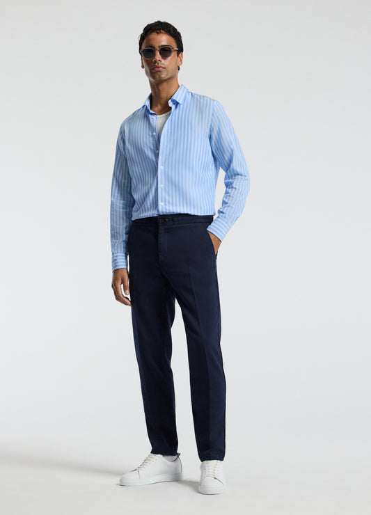 Dobby Denim Drawstring Pants Navy