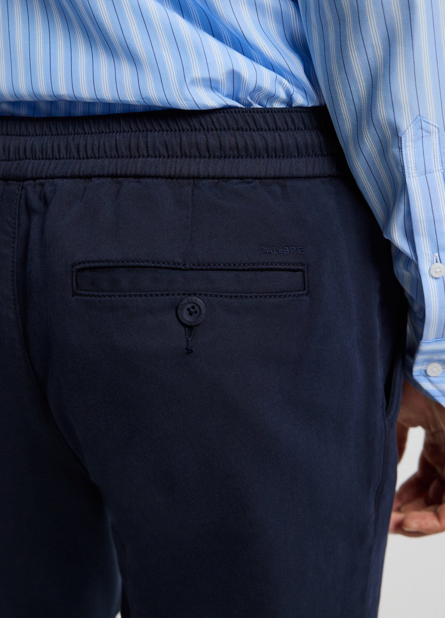 Dobby Denim Drawstring Pants Navy