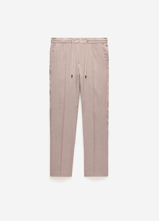 Linen Blend Drawstring Pants Natural