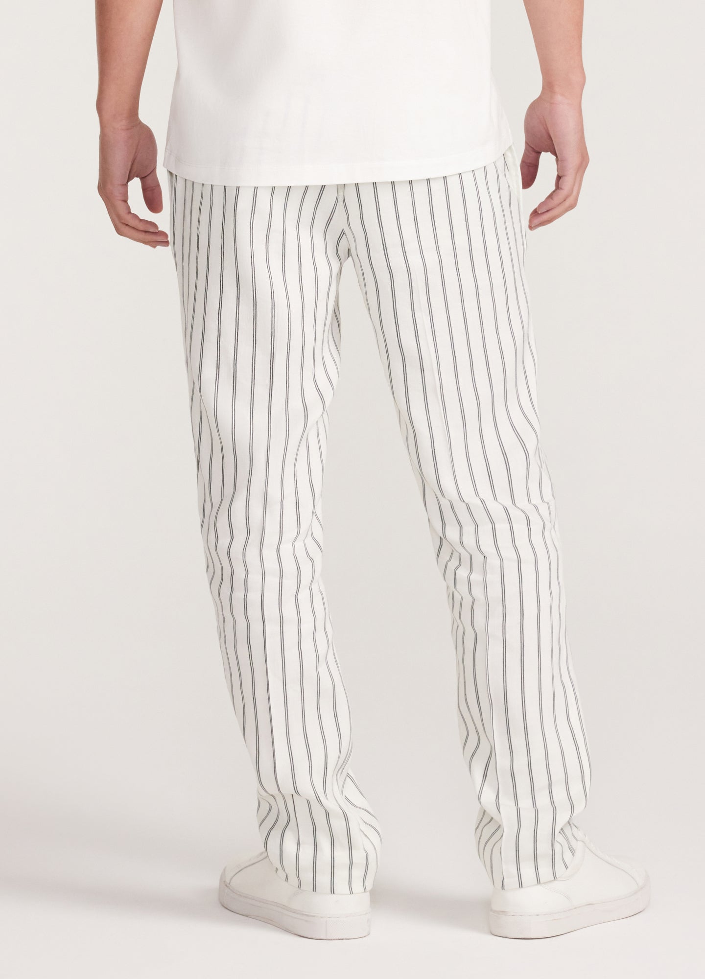 Striped Drawstring Pants White