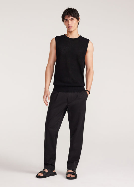 Soft Twill Elastic Waist Pants Black