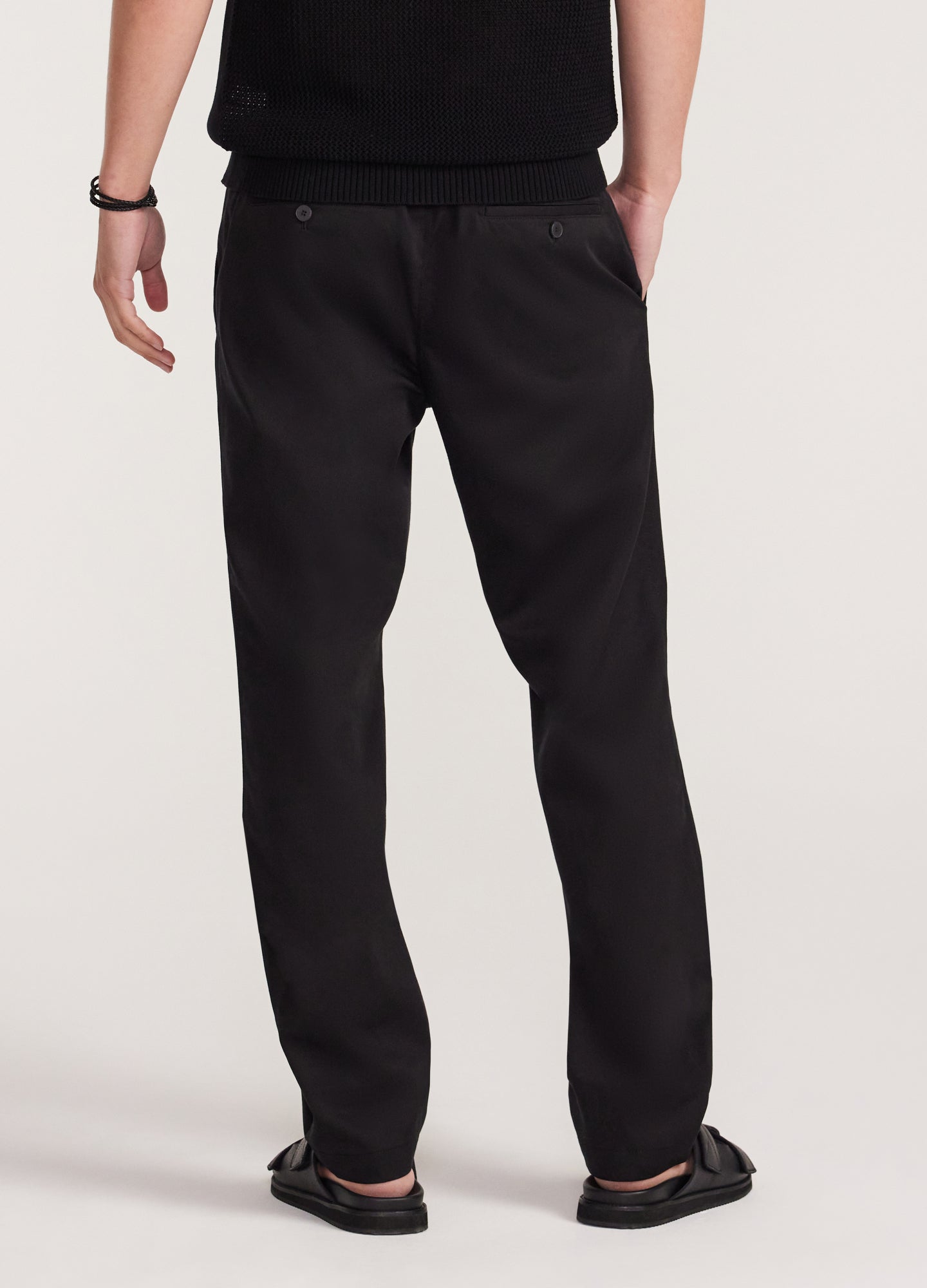 Soft Twill Elastic Waist Pants Black