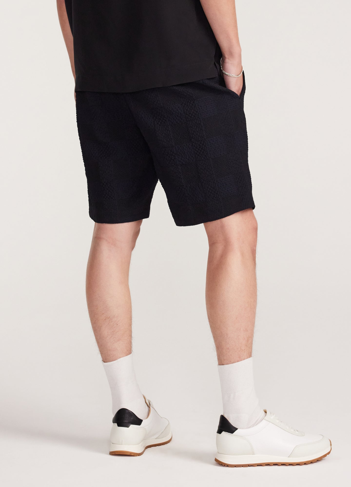 Seersucker Check Shorts Navy