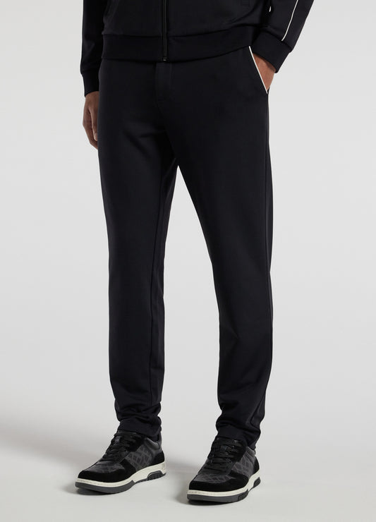 Contrast Jersey Track Pants Black