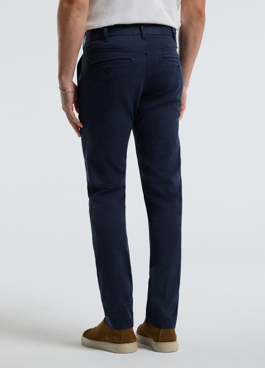 Slim Cotton Lyocell Chino Pants Navy