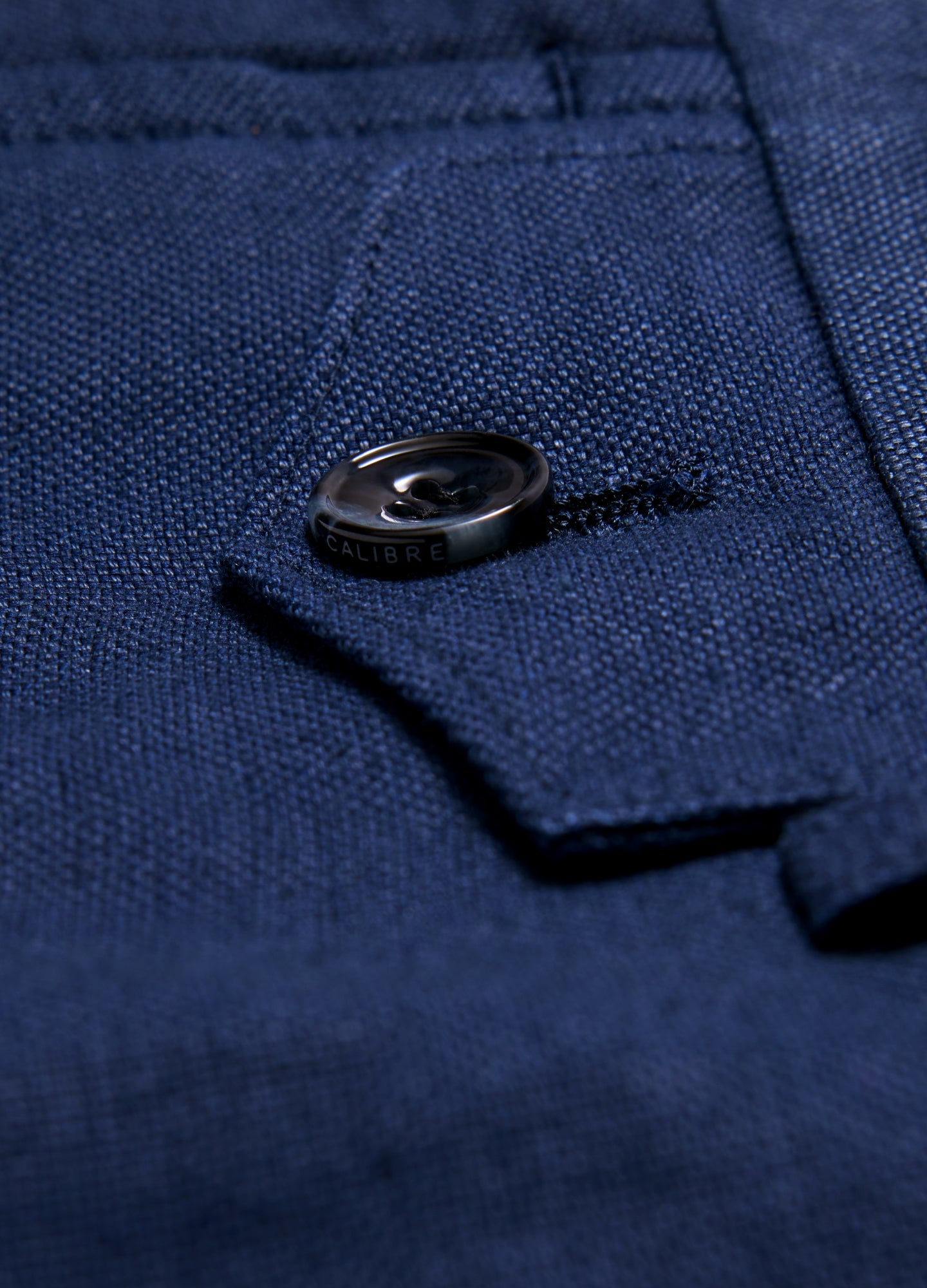 Textured Linen Blend Pants Denim Blue