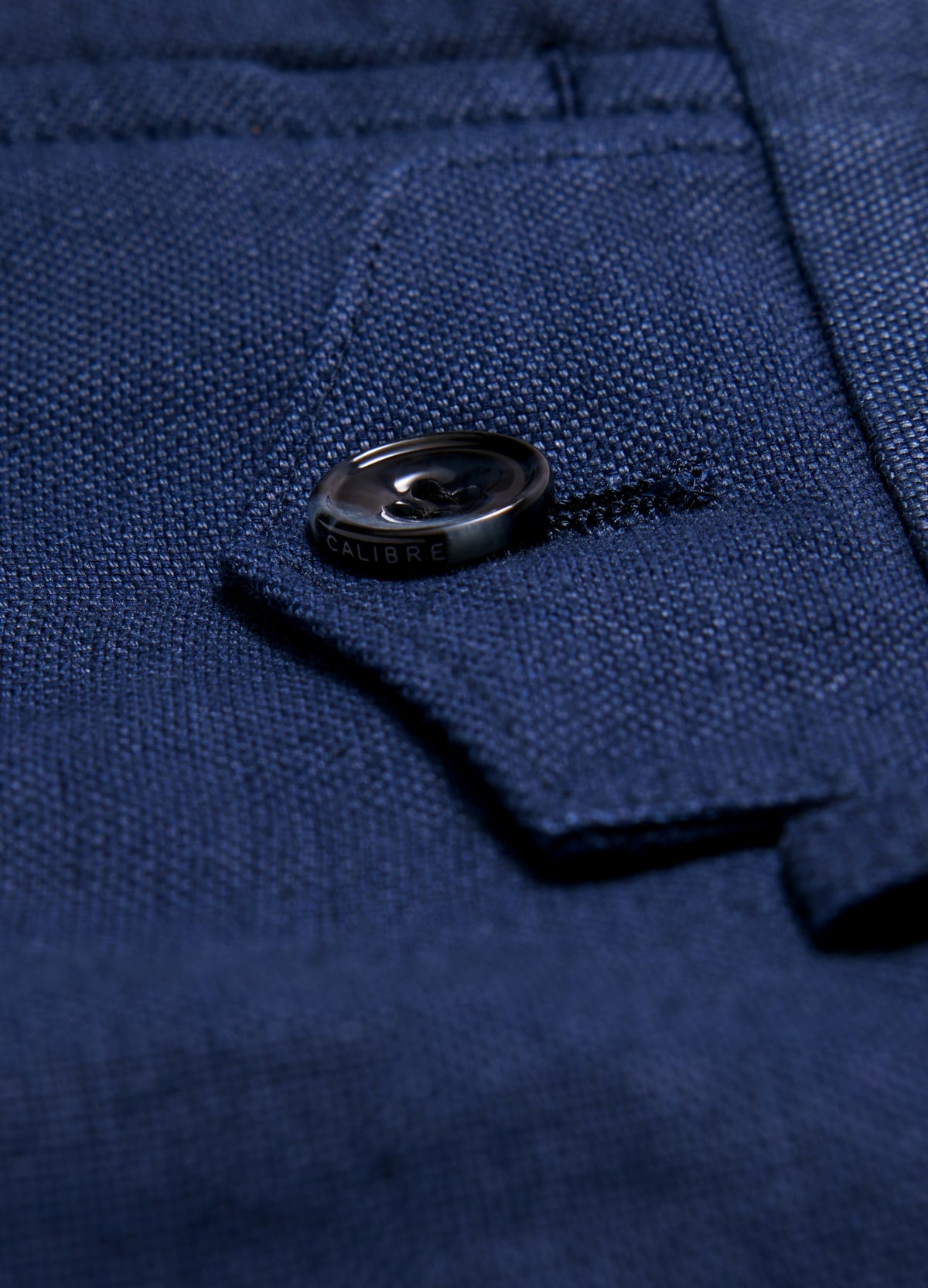 Textured Linen Blend Pants Denim Blue