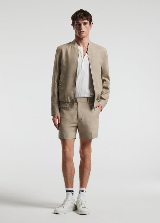 Linen Cotton Crepe Shorts Walnut