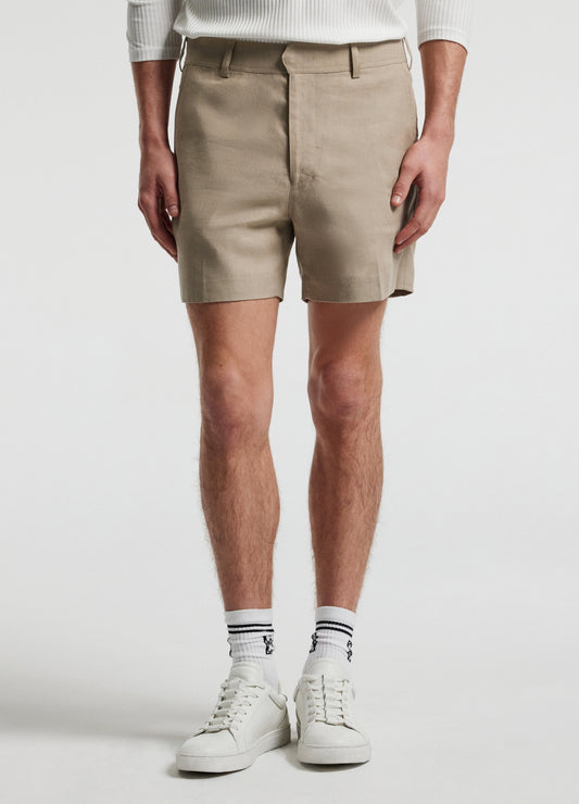 Linen Cotton Crepe Shorts Walnut