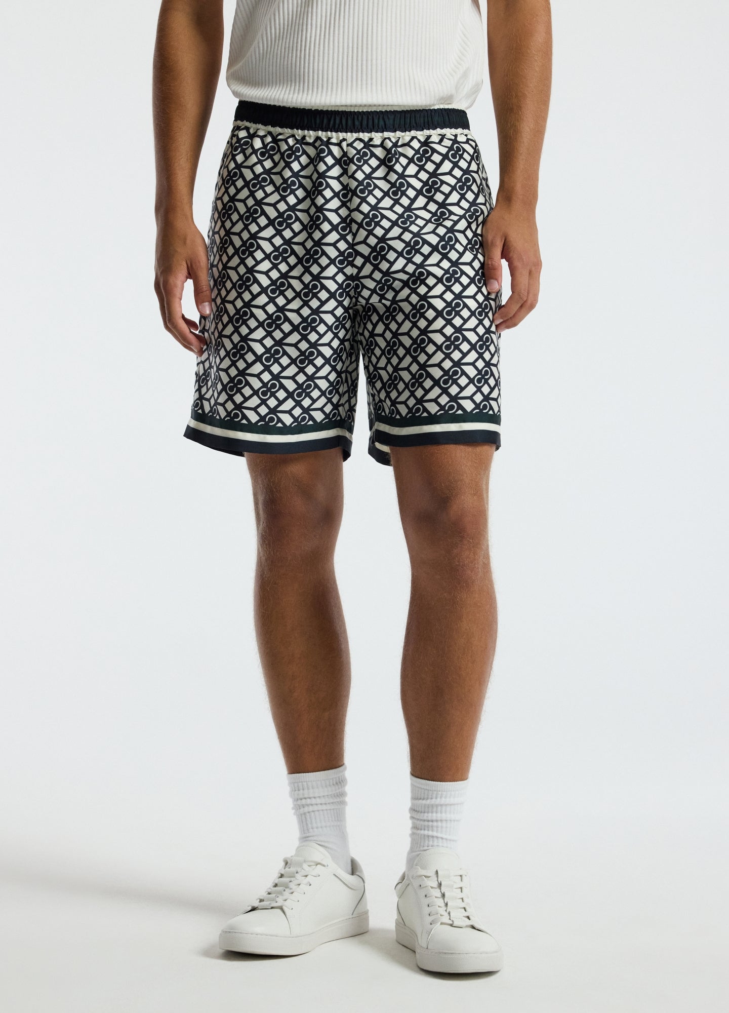 Monogram Scarf Print Shorts Navy