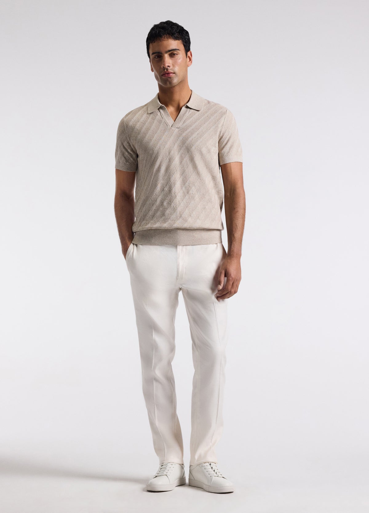 Washed Stretch Linen Pants Ivory
