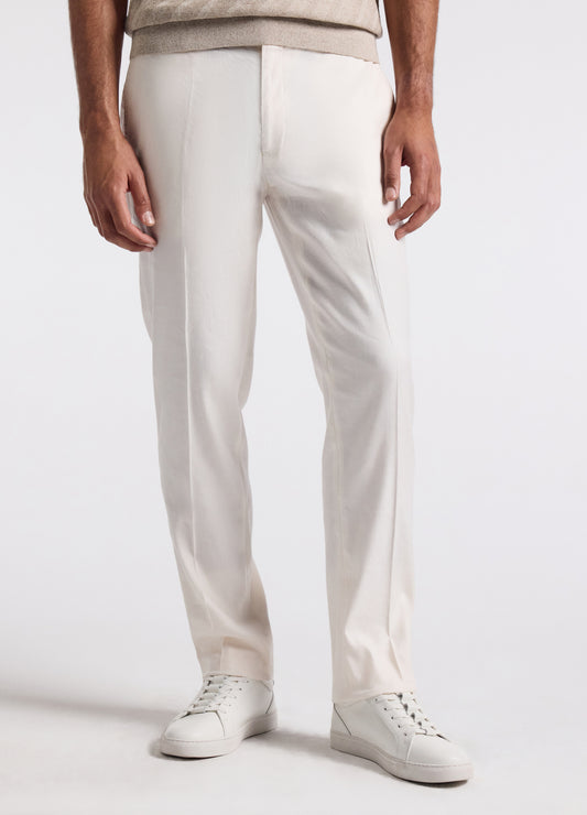 Washed Stretch Linen Pants Ivory