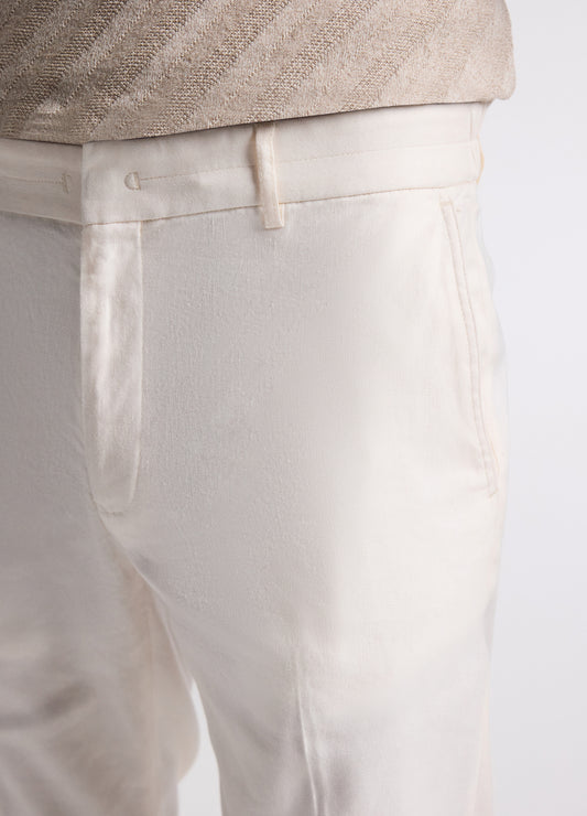 Washed Stretch Linen Pants Ivory