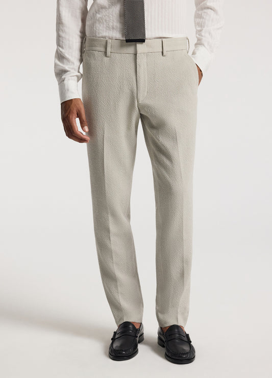 Slim Textured Wool Pants Neutral