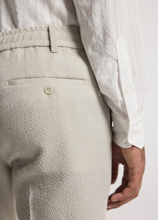 Slim Textured Wool Pants Neutral
