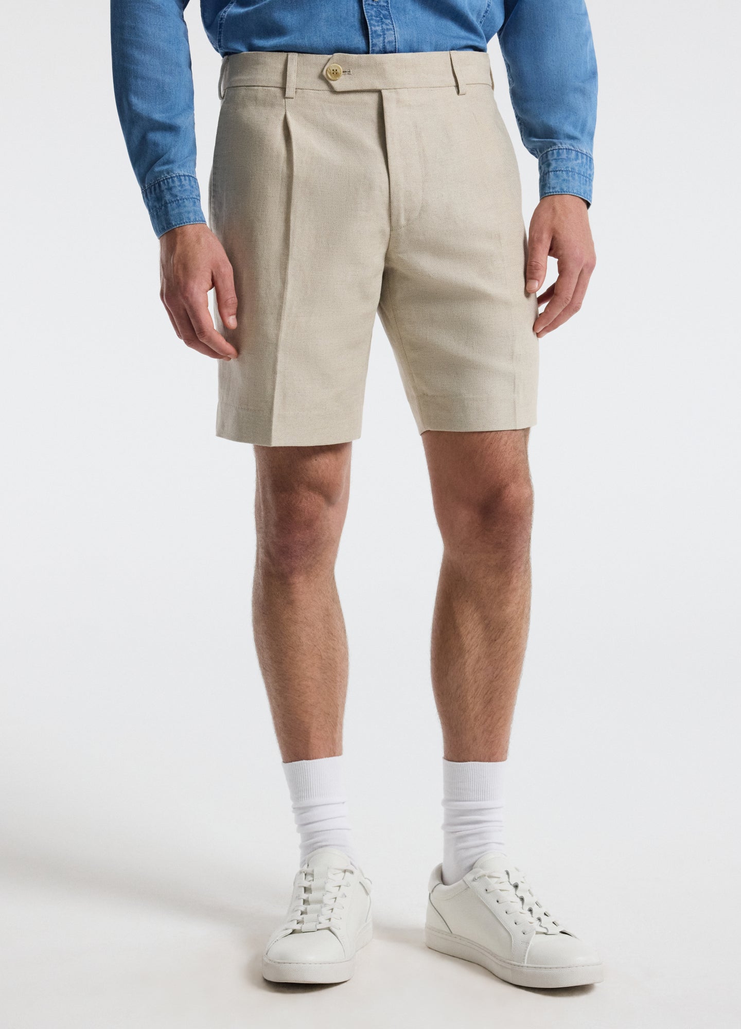 Linen Cotton Twill Shorts Natural