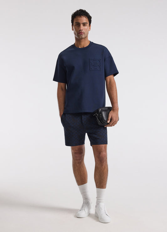 Monogram Print Sweatshorts Mid Blue