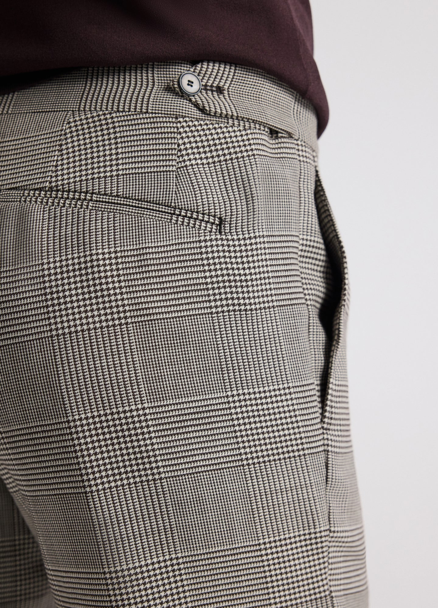 Tailored Check Wool Pants Mocha