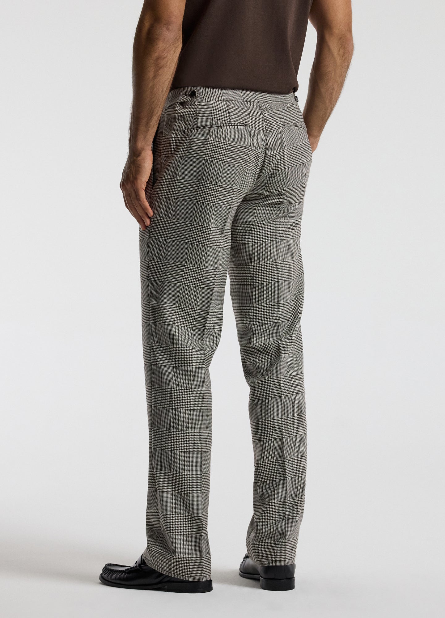 Tailored Check Wool Pants Mocha