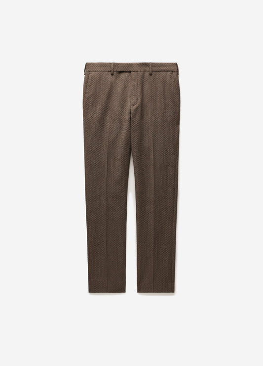 Slim Micro Jacquard Wool Pant Mocha