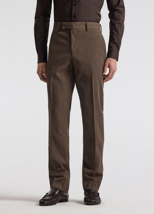 Slim Micro Jacquard Wool Pant Mocha