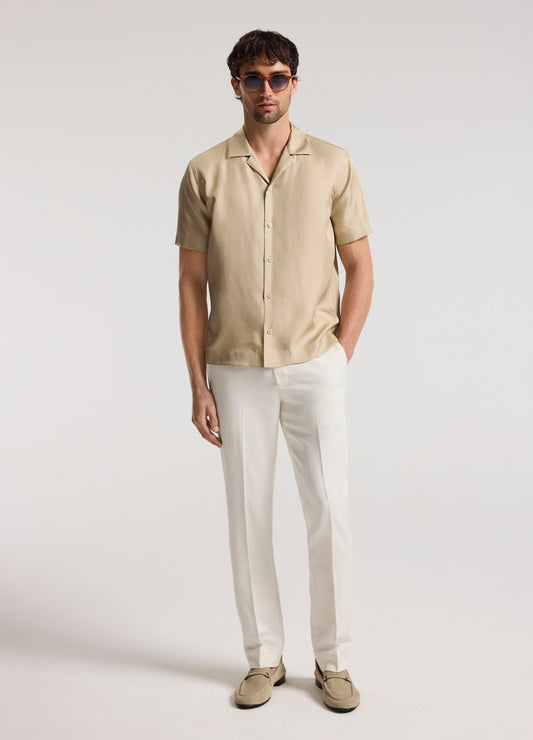 Slim Stretch Textured Pants Ivory