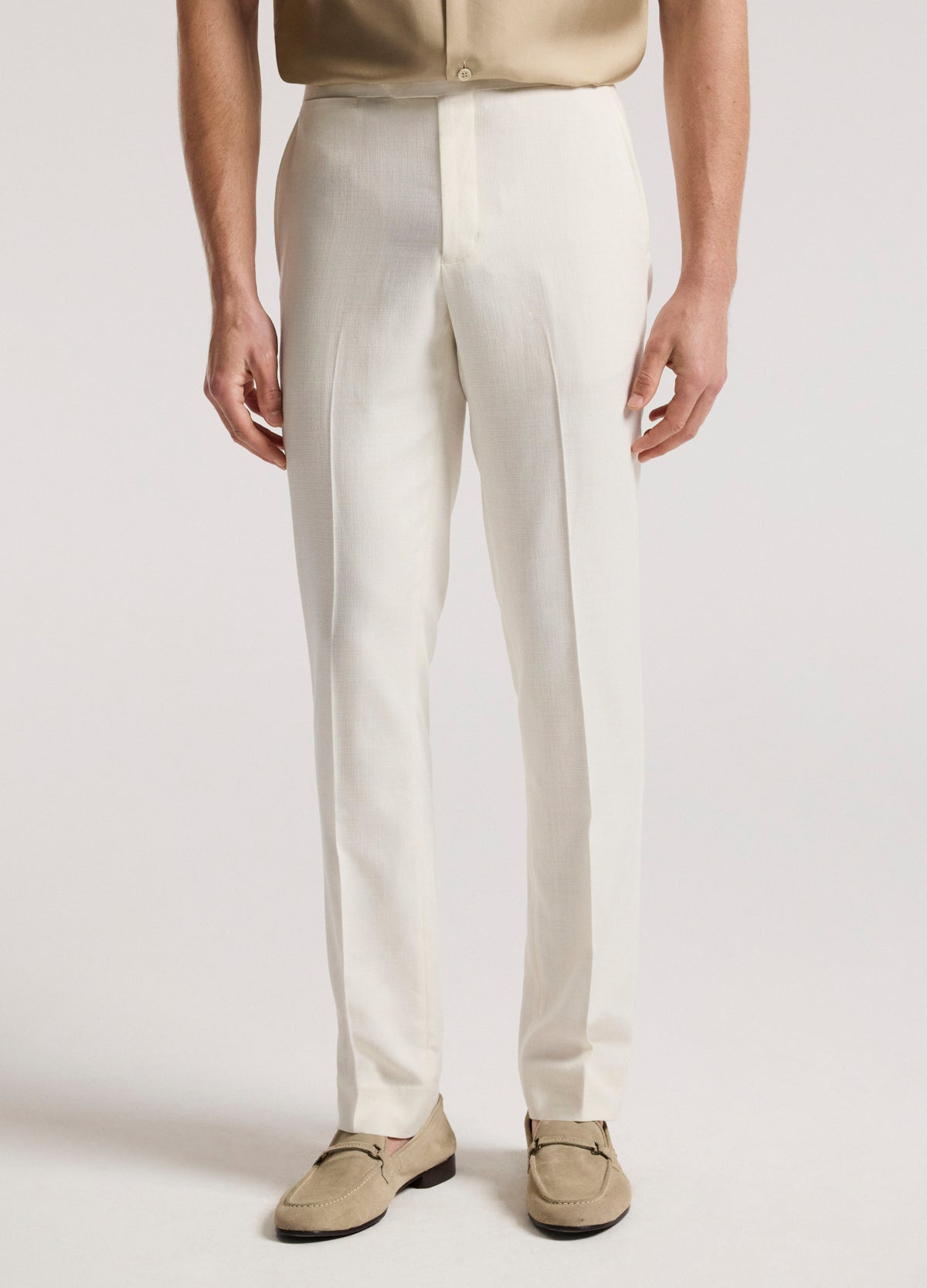 Slim Stretch Textured Pants Ivory