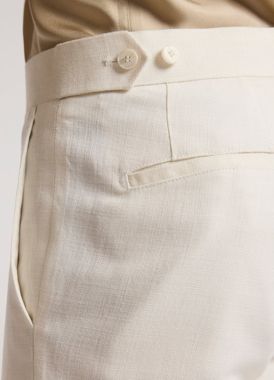 Slim Stretch Textured Pants Ivory