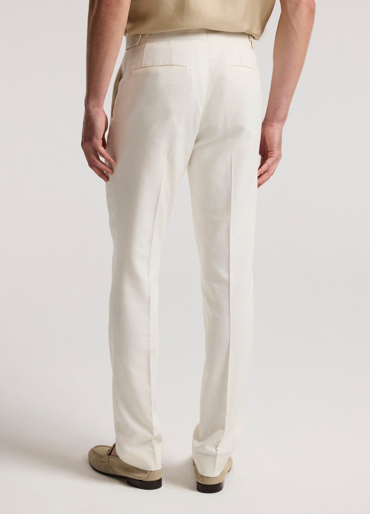 Slim Stretch Textured Pants Ivory