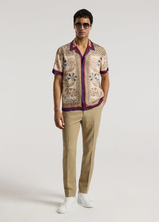 Slim Stretch Textured Pants Tan