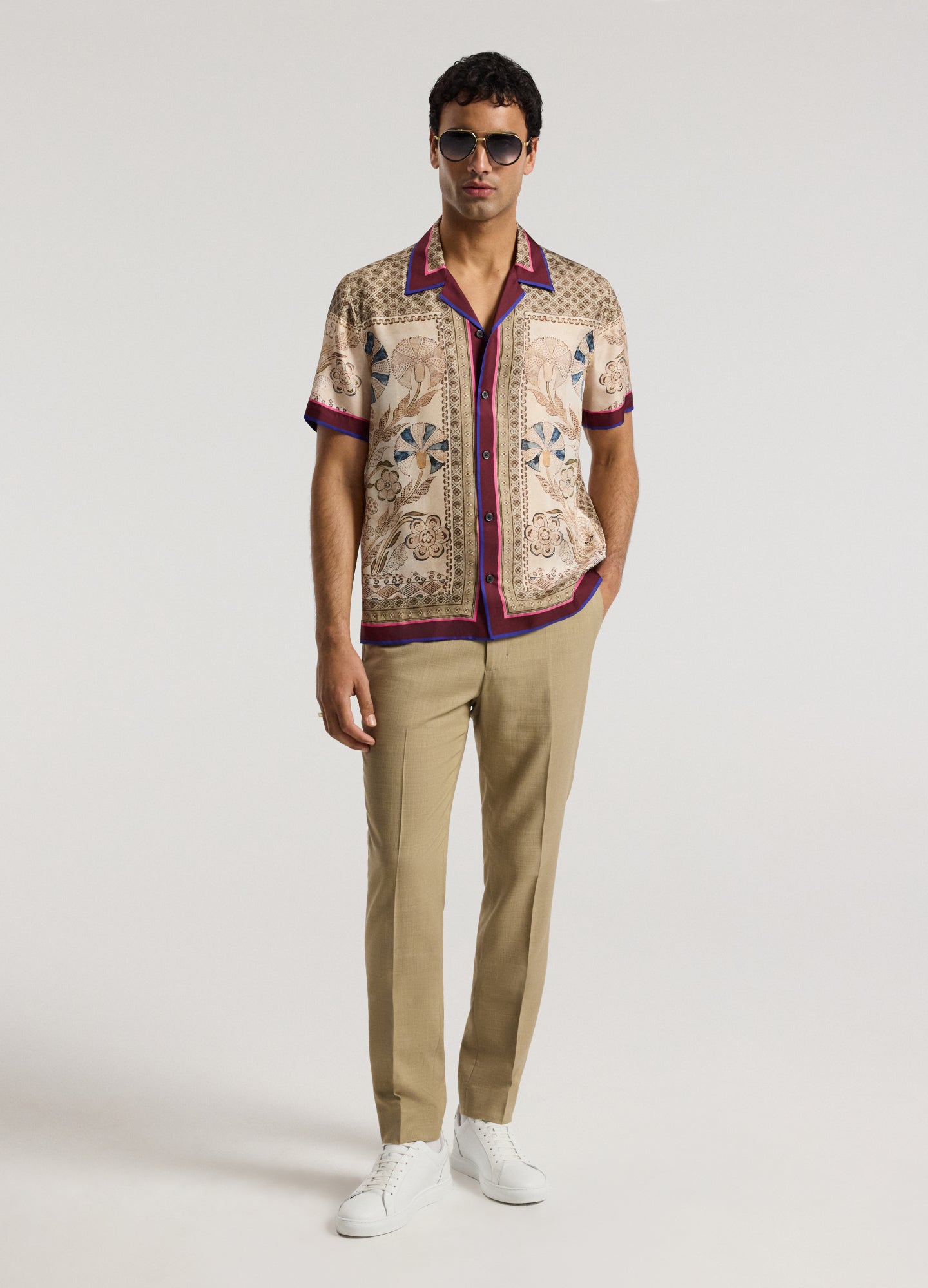 Slim Stretch Textured Pants Tan