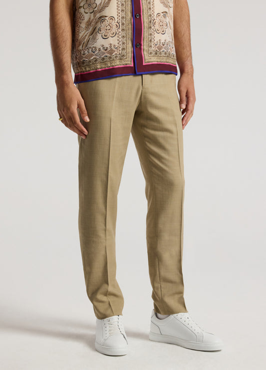 Slim Stretch Textured Pants Tan