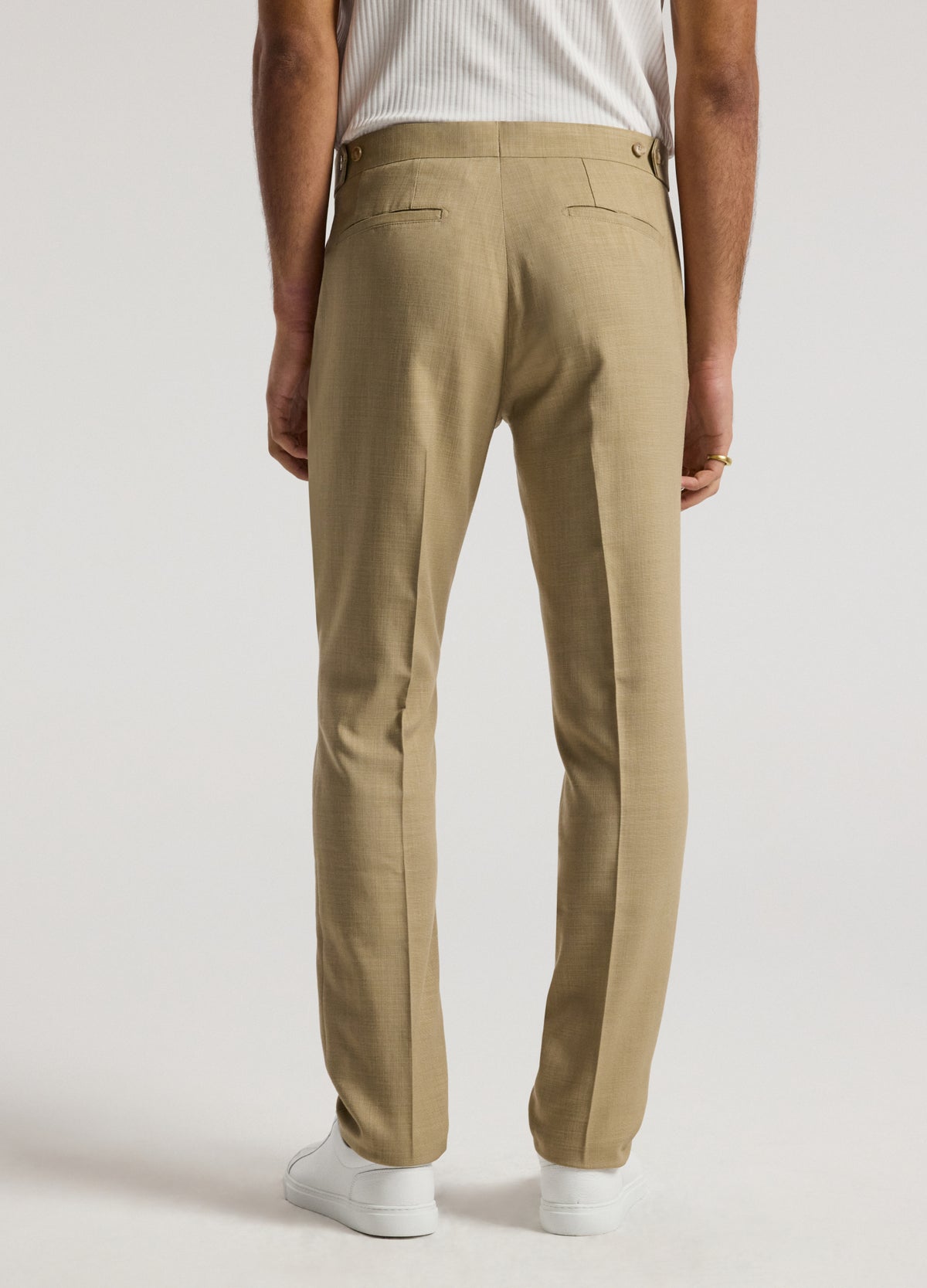 Slim Stretch Textured Pants Tan