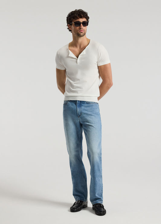 Straight Fit Bleached Jeans Light Blue