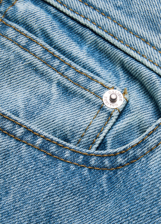 Straight Fit Bleached Jeans Light Blue