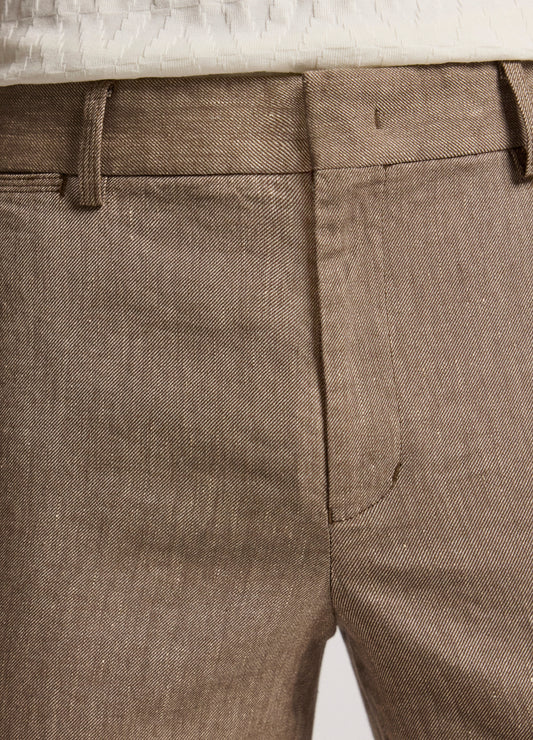 Tailored Stretch Cotton Linen Pants Taupe
